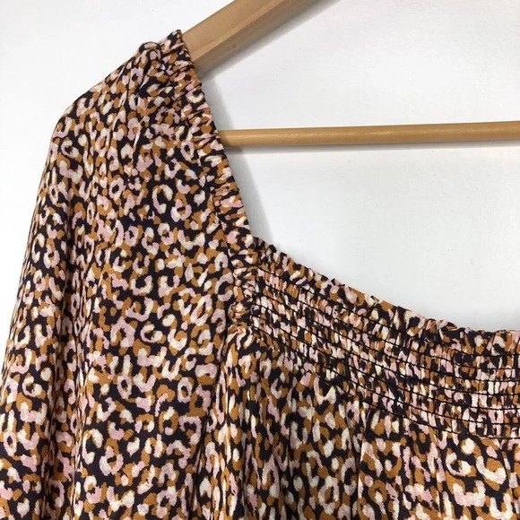 Maeve Anthropologie Milou Leopard Paisley Print Smocked Babydoll Dress - Picture 4 of 13